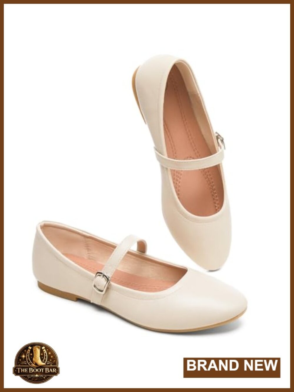 Womens Faux Leather Mary Jane Ballet Flats Memory Foam Strap Dress Shoes